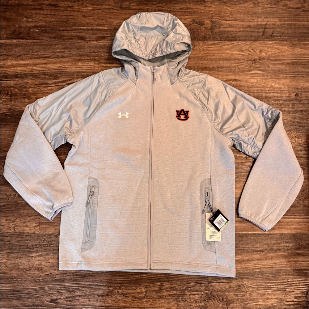 Under Armour Gray Auburn Sideline Hooded Jacket Large